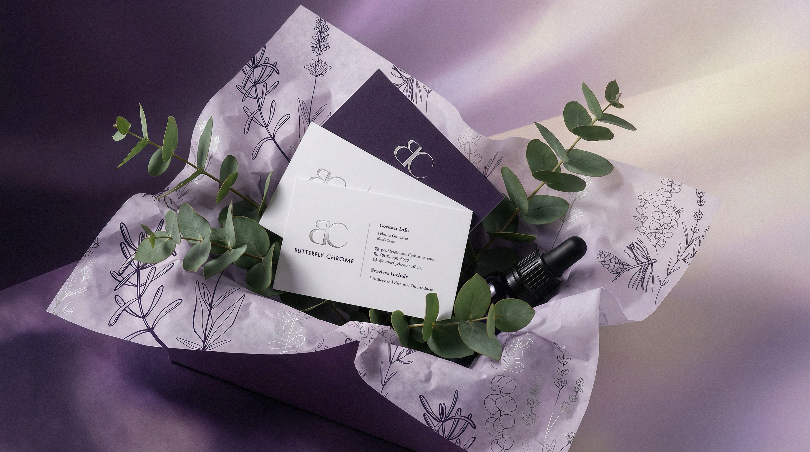 Butterfly Chrome logo package and business card design