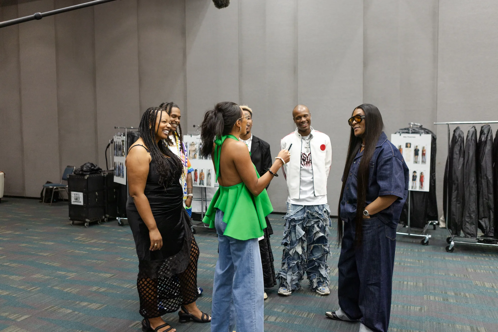 Designers and team backstage at the venue