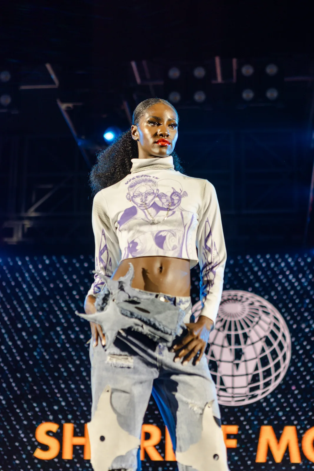 A model on the runway at the BET Awards Change of Fashion show