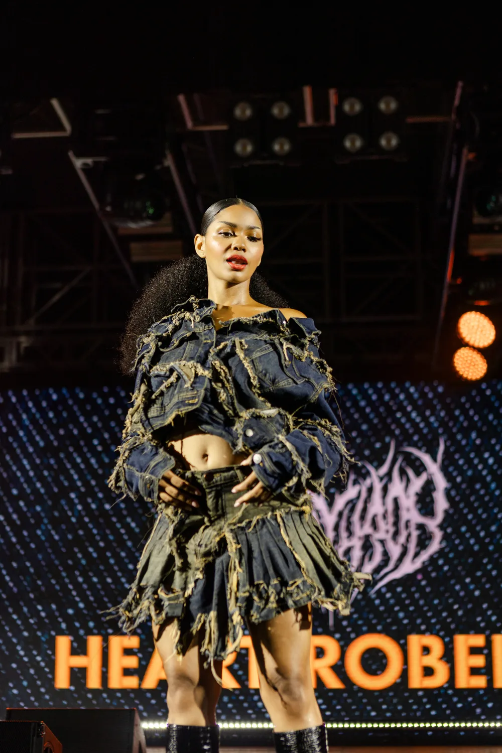 A model on the runway in a HEARTHROB look