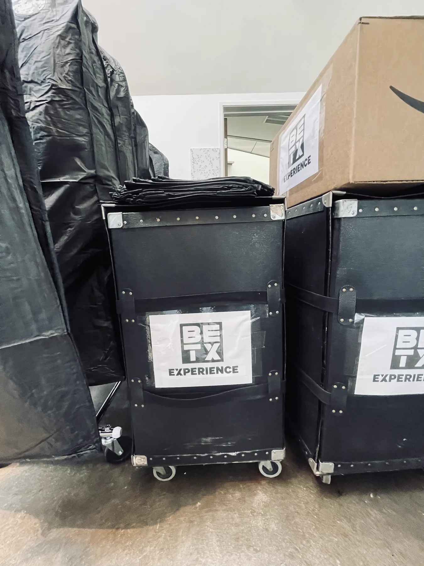 BET Experience road cases staged backstage for the activation